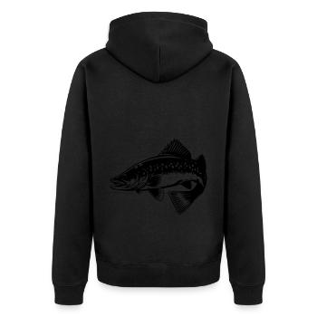 Pike Fish Silhouette - Unisex Premium Organic Zip Hoodie - black - Back - Nico (187cm)