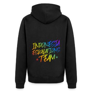Indonesia Escalation - Unisex Premium Organic Zip Hoodie - black - Back - Nico (187cm)