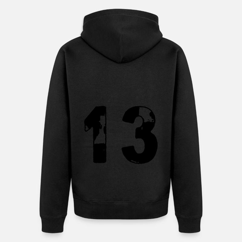 13 Maillot numéro - Veste à capuche bio Premium Unisexe - noir