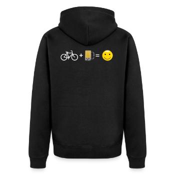 Grinning cheek bicycle beer - Unisex Premium Organic Zip Hoodie - black - Back - Nico (187cm)