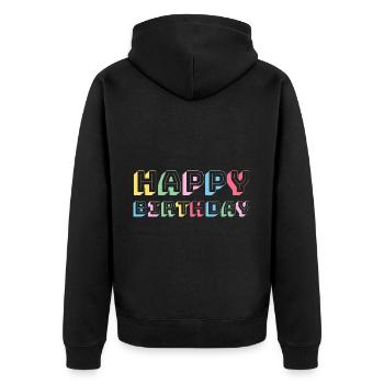 Joyeux anniversaire Salutation Idée cadeau - Veste à capuche bio Premium Unisexe - noir - Dos - Nico (187cm)