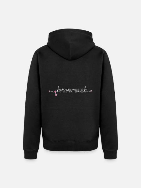 herzensmensch - Unisex Premium Bio Zip Hoodie - Schwarz