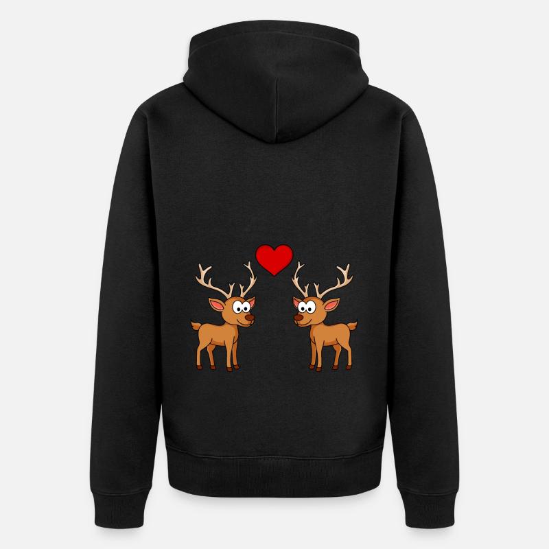 Hirsch Comic Couple Amour - Veste à capuche bio Premium Unisexe - noir