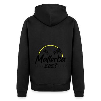 Mallorca 2023 - Unisex Premium Bio Zip Hoodie - Schwarz - Hinten - Nico (187cm)