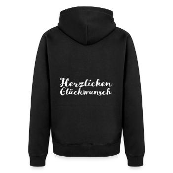 Herzlichen Glückwunsch - Unisex Premium Bio Zip Hoodie - Schwarz - Hinten - Nico (187cm)