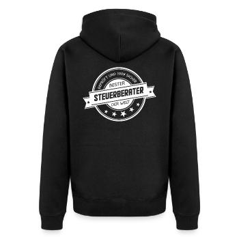 Steuerberater - Unisex Premium Bio Zip Hoodie - Schwarz - Hinten - Nico (187cm)