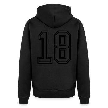 18 Zahl symbol - Unisex Premium Bio Zip Hoodie - Schwarz - Hinten - Nico (187cm)