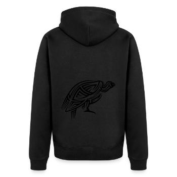 Geier Tribal Tattoo - Unisex Premium Bio Zip Hoodie - Schwarz - Hinten - Nico (187cm)