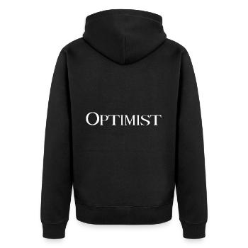 Optimist - Unisex Premium Bio Zip Hoodie - Schwarz - Hinten - Nico (187cm)