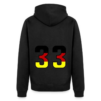 33 Zahl symbol Germany - Unisex Premium Bio Zip Hoodie - Schwarz - Hinten - Nico (187cm)