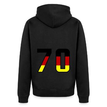 70 Zahl Symbol Germany - Unisex Premium Bio Zip Hoodie - Schwarz - Hinten - Nico (187cm)