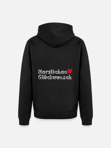 Herzlichen Glückwunsch Geschenkidee - Unisex Premium Bio Zip Hoodie - Schwarz