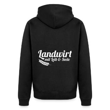 Landwirt Spruch - Unisex Premium Bio Zip Hoodie - Schwarz - Hinten - Nico (187cm)