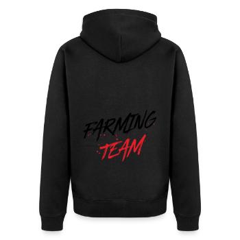 Farming Team - Unisex Premium Bio Zip Hoodie - Schwarz - Hinten - Nico (187cm)