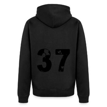 37 Numéro maillot - Veste à capuche bio Premium Unisexe - noir - Dos - Nico (187cm)