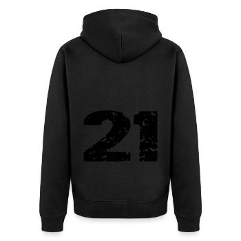 21 Maillot numéro - Veste à capuche bio Premium Unisexe - noir - Dos - Nico (187cm)