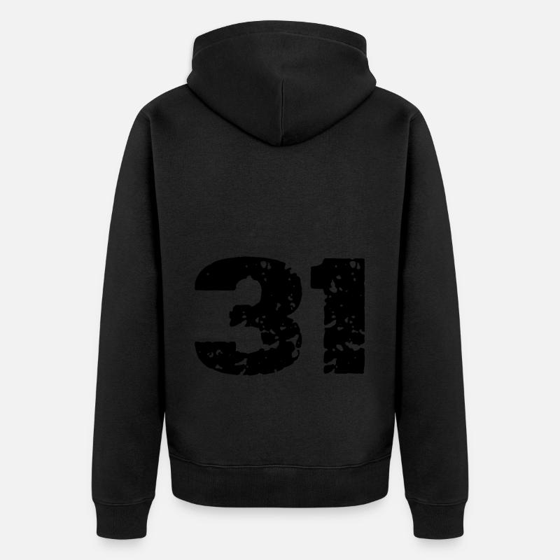 31 Maillot numéro - Veste à capuche bio Premium Unisexe - noir