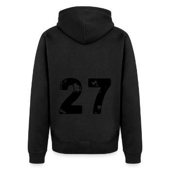27 Zahl Trikot - Unisex Premium Bio Zip Hoodie - Schwarz - Hinten - Nico (187cm)