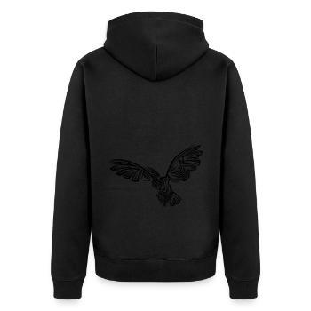 Eule Tribal Tattoo - Unisex Premium Bio Zip Hoodie - Schwarz - Hinten - Nico (187cm)