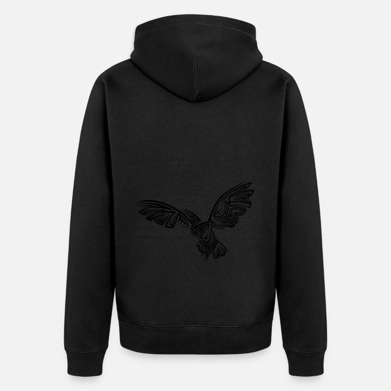 Eule Tribal Tattoo - Unisex Premium Bio Zip Hoodie - Schwarz