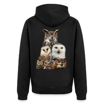 Eulen - Unisex Premium Bio Zip Hoodie - Schwarz - Hinten - Nico (187cm)
