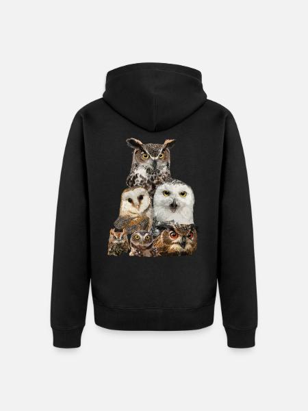 Eulen - Unisex Premium Bio Zip Hoodie - Schwarz