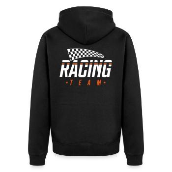 racing team drapeau - Veste à capuche bio Premium Unisexe - noir - Dos - Nico (187cm)