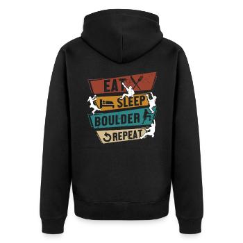 Bouldering Kletterer Geschenke Boulder Kletter - Unisex Premium Bio Zip Hoodie - Schwarz - Hinten - Nico (187cm)