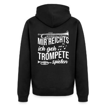 Musiker Trompeten Spieler Musikverein Geschenk - Unisex Premium Bio Zip Hoodie - Schwarz - Hinten - Nico (187cm)