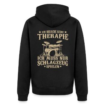 Cooles Schlagzeug Musiker Drummer Geschenk - Unisex Premium Bio Zip Hoodie - Schwarz - Hinten - Nico (187cm)