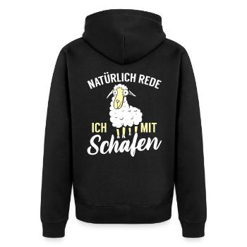 Lustige Schafe Bauern Landwirt Schäfer Geschenke - Unisex Premium Bio Zip Hoodie - Schwarz - Hinten - Nico (187cm)