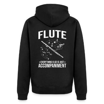Fetus Players Flute Recorder Music Gifts - Unisex Premium Organic Zip Hoodie - black - Back - Nico (187cm)