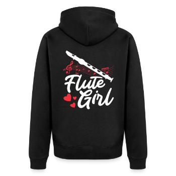 Fetus Players Flute Recorder Music Gifts - Unisex Premium Organic Zip Hoodie - black - Back - Nico (187cm)