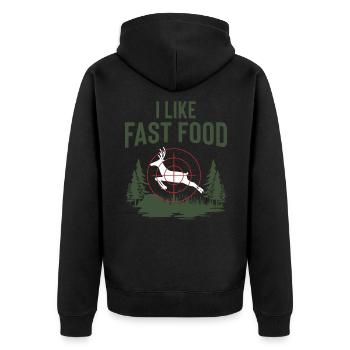 Hunter Forester Deer Hunting Game Hunting Gifts - Unisex Premium Organic Zip Hoodie - black - Back - Nico (187cm)