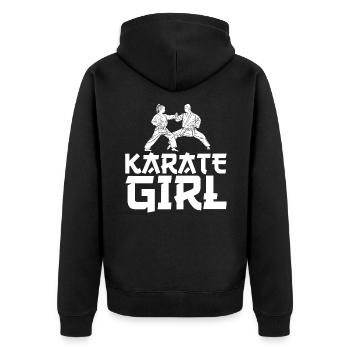 Karate Sport Chinesischer Kampf Kampfsport - Unisex Premium Bio Zip Hoodie - Schwarz - Hinten - Nico (187cm)