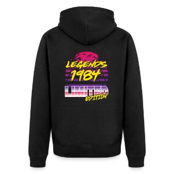 Legends 1984 Limited edition - Unisex Premium Bio Zip Hoodie - Schwarz - Hinten - Nico (187cm)