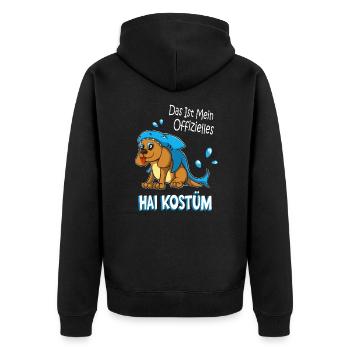 Niedlicher Hund Im Haifisch Kostüm Lustiges Kinder - Unisex Premium Bio Zip Hoodie - Schwarz - Hinten - Nico (187cm)