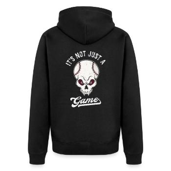 Baseball Liebhaber Nicht Bloß Ein Spiel - Unisex Premium Bio Zip Hoodie - Schwarz - Hinten - Nico (187cm)