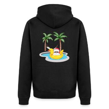 WEIHNACHTEN IM JULI SOMMER WEIHNACHTSMANN - Unisex Premium Bio Zip Hoodie - Schwarz - Hinten - Nico (187cm)