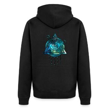 Heilige Geometrie Kosmos Symbol Wicca Spirituell - Unisex Premium Bio Zip Hoodie - Schwarz - Hinten - Nico (187cm)