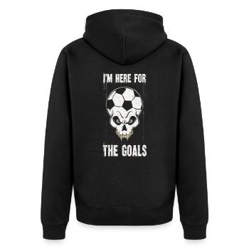 I'm here for goals football fan skull - Unisex Premium Organic Zip Hoodie - black - Back - Nico (187cm)