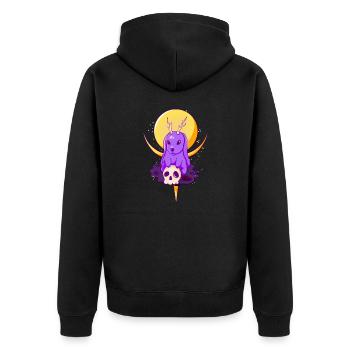 Creepy Rabbit With Antlers Occult Goth - Unisex Premium Organic Zip Hoodie - black - Back - Nico (187cm)