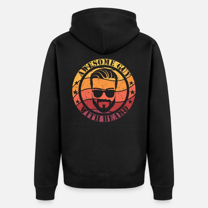 Awesome guy with beard - Unisex Premium Bio Zip Hoodie - Schwarz