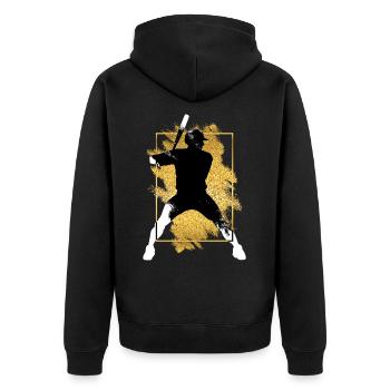 Joueur de baseball Gold Splash Grunge - Veste à capuche bio Premium Unisexe - noir - Dos - Nico (187cm)