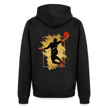 Basketball Basketball Player Dunking Gold Splash - Unisex Premium Organic Zip Hoodie - black - Back - Nico (187cm)