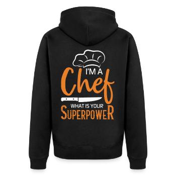 Koch Küchenchef Köche Küche Lustiger Spruch - Unisex Premium Bio Zip Hoodie - Schwarz - Hinten - Nico (187cm)
