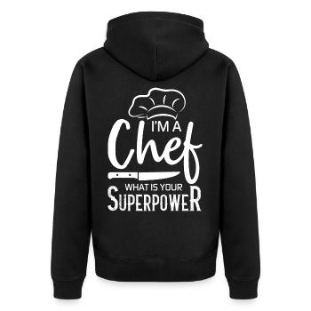 Chef Chef Chef Cuisine Drôle de dicton - Veste à capuche bio Premium Unisexe - noir - Dos - Nico (187cm)