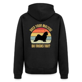 Macht Ihr Malteser auch Tricks - Unisex Premium Bio Zip Hoodie - Schwarz - Hinten - Nico (187cm)
