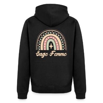 Cadeau Sage Femme. Boho Rainbow sage femme. - Veste à capuche bio Premium Unisexe - noir - Dos - Nico (187cm)