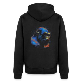 Tête de gorille colorée - Veste à capuche bio Premium Unisexe - noir - Dos - Nico (187cm)